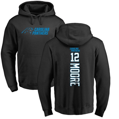 Carolina Panthers Men Black DJ Moore Backer NFL Football #12 Pullover Hoodie Sweatshirts